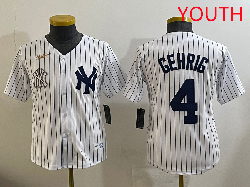 Youth New York Yankees #4 Gehrig White 2025 Nike MLB jersey